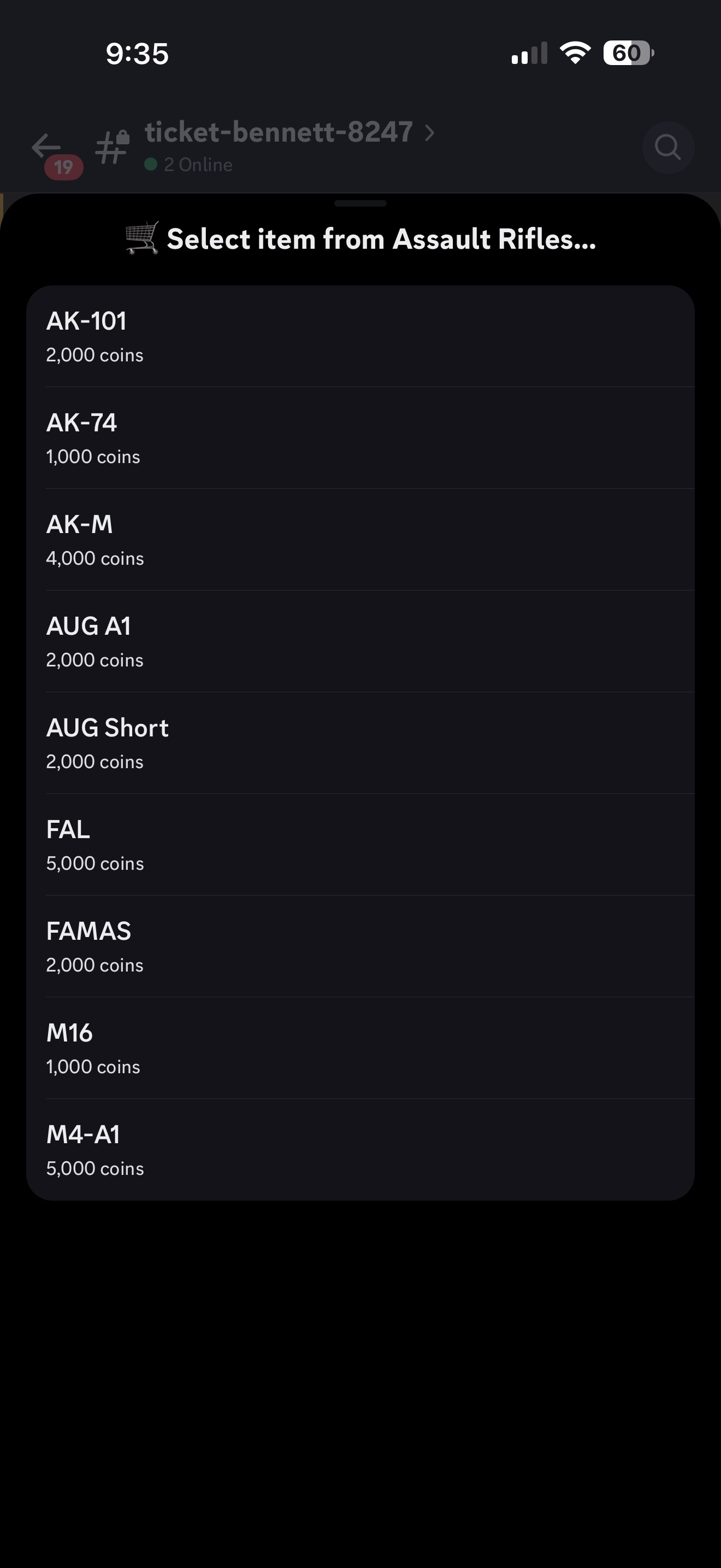Item Selection with Prices