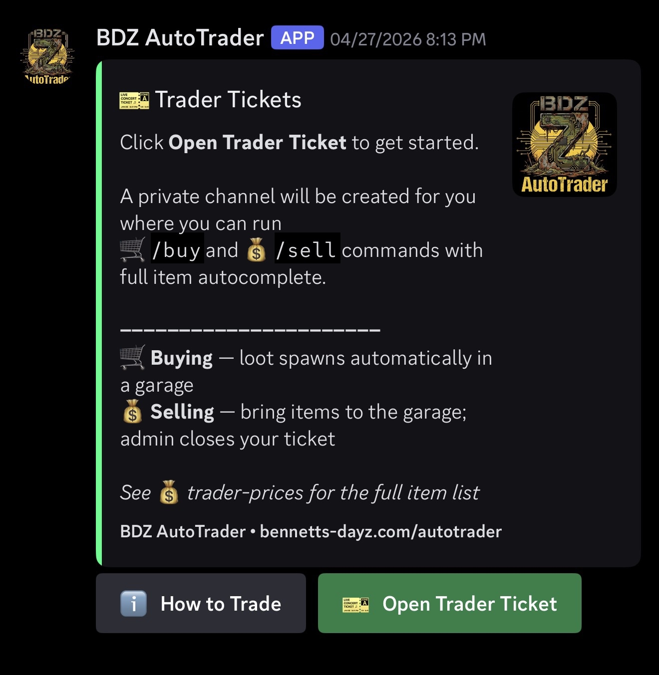 Trader Ticket Panel